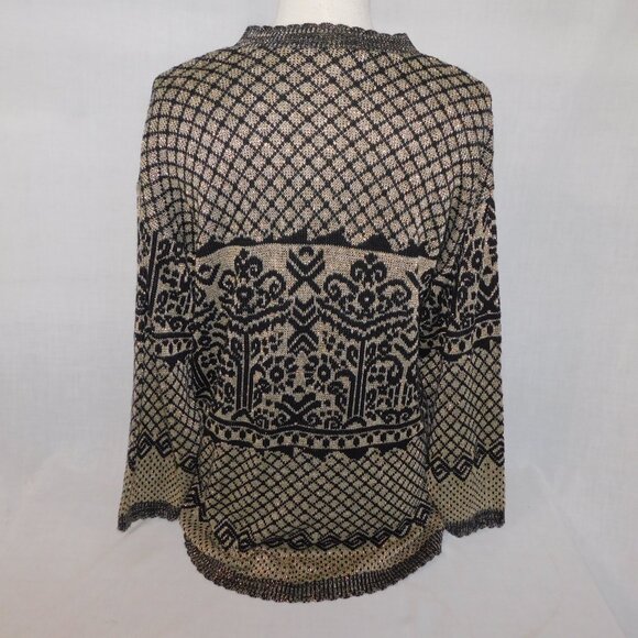 Vintage Separate Scene Womens L Black Gold Metallic Pullover Knit Sweater Retro - Picture 10 of 16